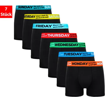 Produktbild von TEXEMP Herren Boxershorts 7er Pack Wochentage Short Boxer Unterwäsche Unterhose Baumwolle Retro | B190 - L - 7 Stück