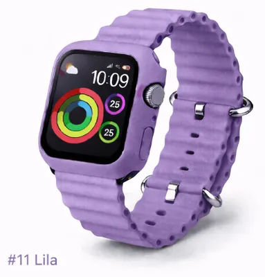 Produktbild von Apple Watch Silikon Ocean Sport Armband + Case Hülle Serie 1-9 - 11# Hell Lila, Apple Watch 40mm
