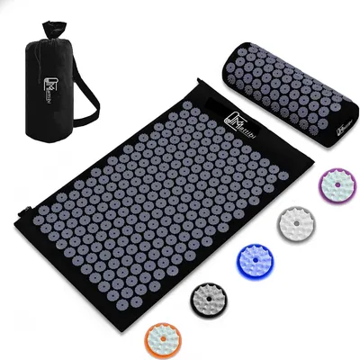 Produktbild von Akupressurmatte und Akupressurkissen für Massage & Schmerzlinderung mit Praktische Tragetasche, Akupressur Set für Entspannung, Stimulation und Meditation