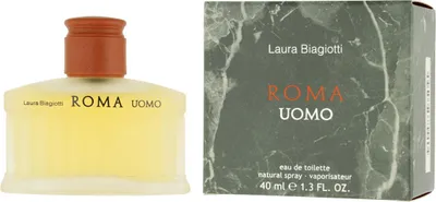 Obrázek produktu pro Laura Biagiotti Roma Uomo, Pánské, 40 ml, Nedoplnitelná lahvička, Bazalka, Grep, Laurel, Mandarinka, Pelargónie, Jantar, Cedr, Massoia, Pižmo, Santalové dřevo, Vanilka