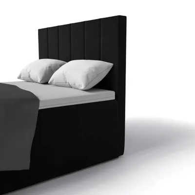 Obrázek produktu pro QLA Möbel skříňová postel Bergamo 120x200 se 2 zásuvkami, manželská postel s matrací a topperem, čalouněná postel, postel. Barva černá