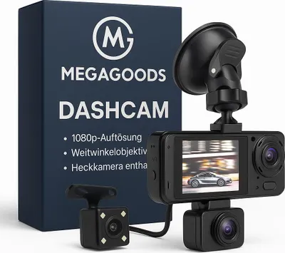 Image de Dashcam 1080P avec vision nocturne IR 3 caméras enregistrement en boucle 2" IPS DE.