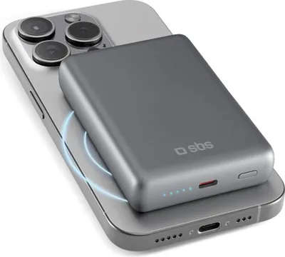 Image de SBS TEBB10000MAGSLIM Batterie externe 10000 mAh Chargeur sans fil Gris