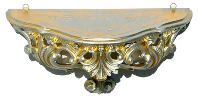 Produktbild von Wandkonsole im venezianischen Barock-Stil, Vintage, Shabby Chic, 38,5 x 20 x 15,5 cm (Gold/Silber)