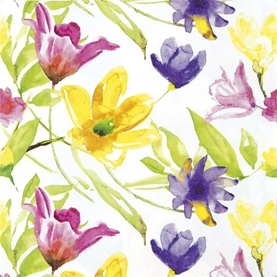 Produktbild von 20 Servietten Lucy - Gemalte Blumen 33x33cm