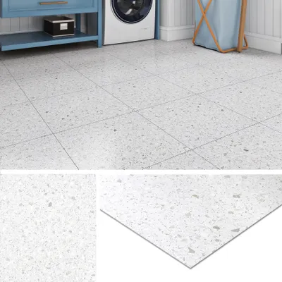 Produktbild von Selbstklebender Terrazzo-Vinylboden für Badezimmer und Küche - Hellgrau 30x30CM