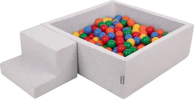 Produktbild von KiddyMoon Spielplatz Aus Schaumstoff Mit 200 Bälle 7cm Hindernisläufen Quadrat Bällebad Mit Stüfchen Element Für Babys Und Kinder