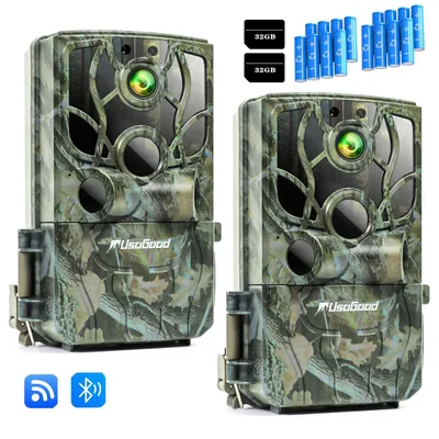 Produktbild von Usogood Wildkamera 4K Video Wildtierkamera 48MP Full HD WLAN mit Handyübertragung APP, mit 32G Speicherkarte, 2Stk