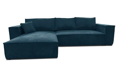 Produktbild von Ecksofa Loft XL 294x185 couch Blau Cord mit Schlaffunktion bettkasten Poso 05 Links