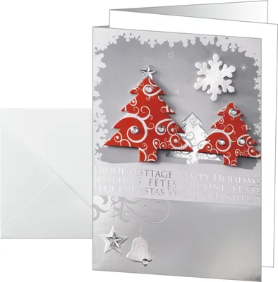 Produktbild von SIGEL DS454 Handmade-Weihnachts-Karten (inkl. Umschläge), Three Trees, A6 (A5), 10 Karten