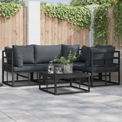 Image de Maison Exclusive - Ensemble de canapés de jardin, 5 pièces, noir, aluminium