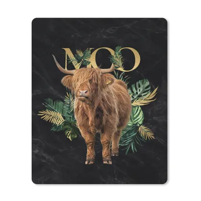 Produktbild von MuchoWow® Mauspad Mousepad Schottische Highlander - Tropische Pflanzen - Sprichwort 30x40 cm - Mousepads - Maus Mat - Pad - Mausunterlage - Mausmatten