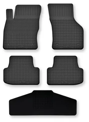 Produktbild von Gummi-Fußmatten + Tunnel für Skoda Kamiq 2019- (Crossover) – 5-tlg, Schwarz, Semi-Universal, angepasst – Wielganizator Semi-Universal