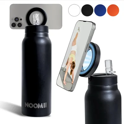 Produktbild von NooMii Edelstahl Trinkflasche 800 ml – Doppelwandig, Auslaufsicher, Mit Strohhalm & Magnetdeckel, Schwarz