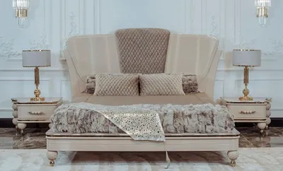 Immagine prodotto di Casa Padrino Luxury Art Deco Bedroom Set Beige / Grey / Gold - 1 letto matrimoniale con testiera e 2 comodini - Art Deco Bedroom & Hotel Furniture - Luxury Collection