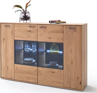 Produktbild von Highboard Portland 2 | Asteiche Bianco | ohne Beleuchtung
