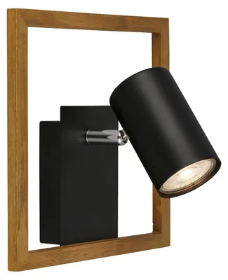 Productafbeelding van Spotlamp, zwart, met hout, exclusief 1x GU10 lamp/max. 9W