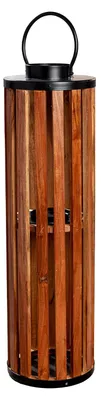 Windlicht aus Holz, zylindrisch, 82 cm x Ø 24 cm, braun/schwarz