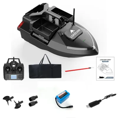 Produktbild von Köderboot V020 - Köderauswurfgerät - GPS - 12000-mAh-Akku - 40 Positionspunkte - 500 m Reichweite - 3 unabhängige Köderbehälter - Schwarz