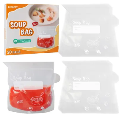 Suppen-Gefrierbeutel, 20 Stück, 500–1000 ml, wiederverwendbar