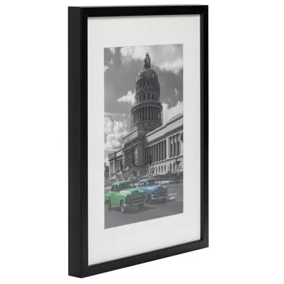 Produktbild von bd-art Bilderrahmen, MDF, schwarz, 30x40 cm, mit Passepartout 21x30 cm (A4) in Creme, für Dokumente/Zertifikate, modern europäisch, Hoch- oder Querformat.
