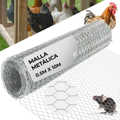 Imagen del producto de Malla hexagonal galvanizada Strend Pro GARDEN HEX ZN 500/16/0,7 mm, para jardín y cría de animales, rollo de 10 m