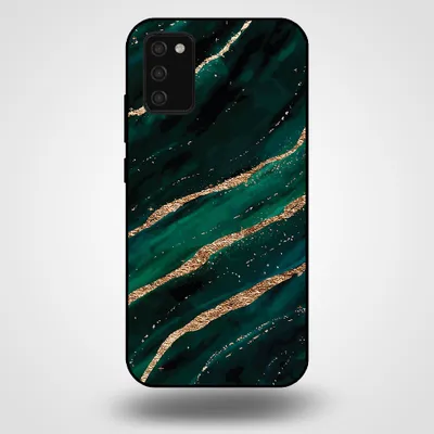 Produktbild von Smartphonica Handytasche für Samsung Galaxy A02s mit Marmordruck - TPU Rückseite Fall Marmor Design - Grün Gold
