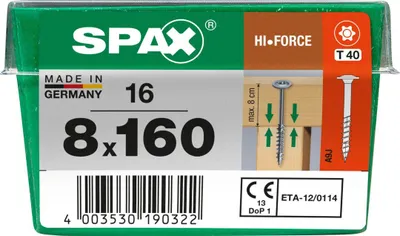 Zdjęcie produktu dla Śruba z łbem płaskim SPAX Hi.Force TrxT 40 8x160 (16 sztuk)