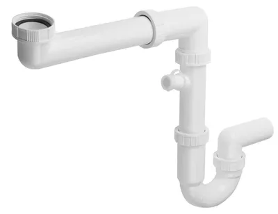 Produktbild von Spülbecken-Siphon raumsparend mit Anschluss 6/4", DN40, Weiß