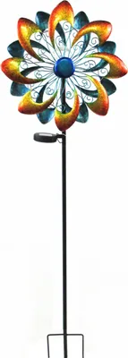 Produktbild von Dehner Riesen-Windrad Molino mit Solarlicht, kaltweiß, Ø 35 cm, Höhe 128 cm, Metall / Glas, bunt