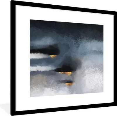 Produktbild von MuchoWow® Gerahmtes Poster Wolken - Gold - Abstrakt 40x40 cm - Poster mit Schwarzem Bilderrahmen Wandposter Rahmen Foto Bilder - Poster - Plakat im Rahmen