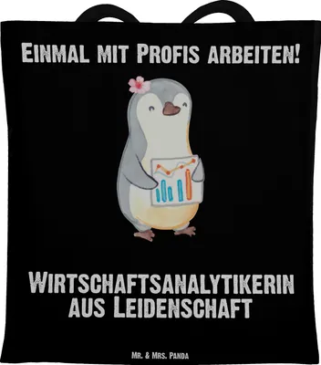 Produktbild von Mr. & Mrs. Panda Freizeittasche Wirtschaftsanalytikerin Leidenschaft - Schwarz - Geschenk, Jutebeutel, Laptoptasche, Tote Bag, canvas tasche, Schultasche