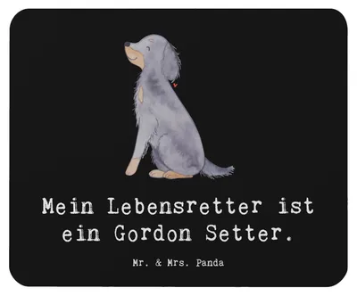 Produktbild von Mr. & Mrs. Panda Mousepad Gordon Setter Lebensretter - Schwarz - Geschenk, Jagdhund, Mauspad, laptop, Mouse Pad, pc, Shetter, mousematte