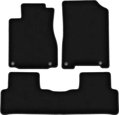 Image de Tapis de sol velours sur-mesure pour Honda CR-V IV (2011-2018, SUV) noir, jeu 3 pièces, fixations
