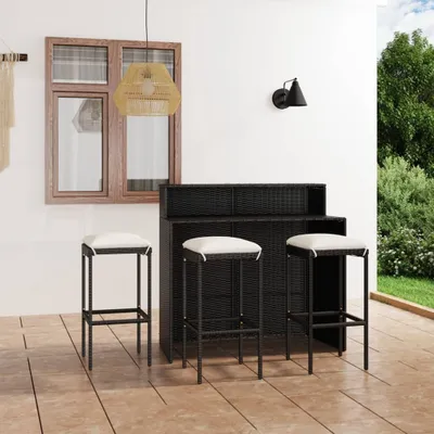 Image de Maison Exclusive - Ensemble de bar de jardin 4 pièces avec coussins, noir