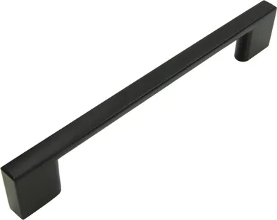 Image de Elégante poignée de meuble noire en aluminium, 128 mm - noir mat, design classique pour armoires de cuisine et tiroirs, vis de montage incluses.