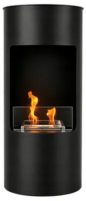 Image de EstiloHome, poêle à bioéthanol Oslo, 95 cm, noir – poêle d'ambiance cylindrique en acier et en verre