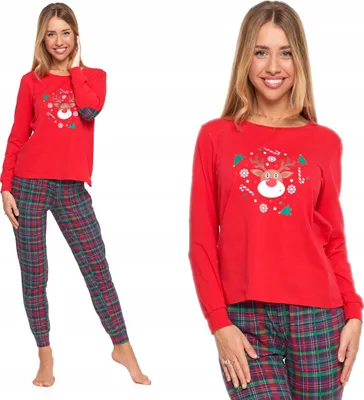Produktbild von DAMEN-WEIHNACHTSPYJAMAS T-Shirt mit Rentier Weihnachtsgeschenk MORAJ XL