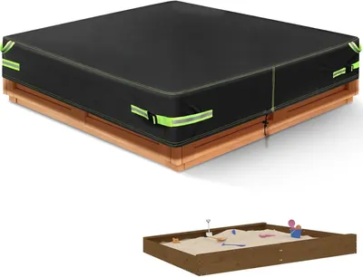 Produktbild von Sandkastenabdeckung wasserdicht, 120 x 120 x 20 cm, mit Zugkordel für den Garten