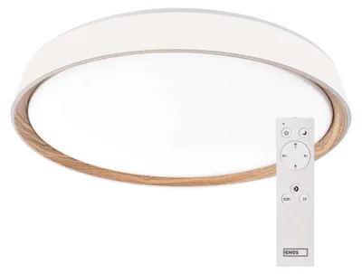 ILVI LED-Aufbauleuchte, rund, 30 W, dimmbar mit CCT-Wechsel, Weiß + Holz