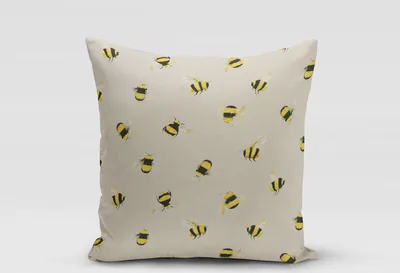 Produktbild von SCHÖNER LEBEN. Kissenhülle STUDIO G Digitaldruck Bienen taupe gelb Größe 80x80cm (HxB) 80x80cm (HxB) Größe