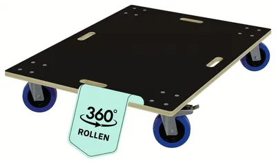 Produktbild von HAGO24 Transportroller 60 x 80 cm Mit Feststellbremse 800 kg Tragkraft Möbelroller Multiplex 18mm Rollbrett CNC-gefräst Gummirollen 360° drehbar Griffmulden Rutschfest Umzug Werkstatt Lager