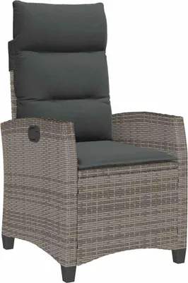 Produktbild von vidaXL Gartensessel mit Beistelltisch Verstellbar Grau Poly Rattan