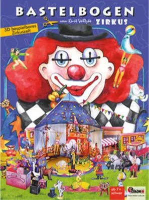 Obrázek produktu pro Cirkus s cirkusovým stanem, kouzelníkem, artisty, cirkusovým vozem Řemeslný arch na výrobu papírových hraček pro děti od 7 let Papírové modely na hraní