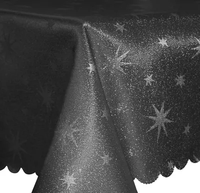 Produktbild von Tischdecke 110x110 cm grau Polyester Sterne Weihnachten Tischwäsche glänzend weihnachtlich