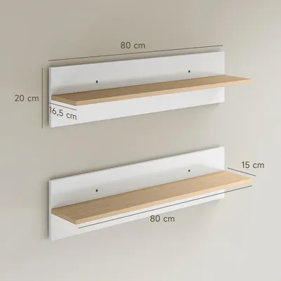 Productafbeelding van HOMCOM Wandplanken, set van 2, zwevende planken, wandplanken, presentatieplanken