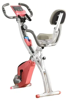 Image de Vélo d'appartement pliable, cadre en acier, résistance magnétique à 8 niveaux, dimensions 105x48x118 cm, selle réglable, écran LCD