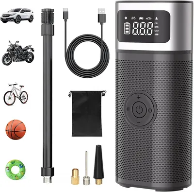 Obrázek produktu pro 12 V, 5200 mAh / 150 PSI vzduchová pumpa, digitální displej + nouzové osvětlení, pro auta a motocykly.