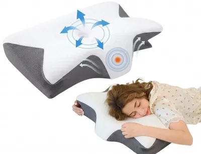 Produktbild von Nackenstützkissen, 2026 Upgrade, 2-in-1, Memory Foam, Ergonomisch, Orthopädisch, HWS-Kopfkissen für Seiten-, Rücken- und Bauchschläfer