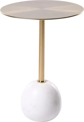 Produktbild von BELIANI Beistelltisch Gold u. Weiß aus Metall Marmor Rund ⌀ 36 cm Elegantes Modernes Design für Wohnzimmer Schlafzimmer